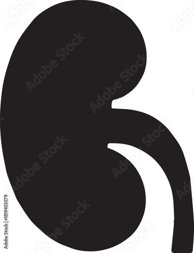 Minimalist Black Kidney Vector for Health and Wellness