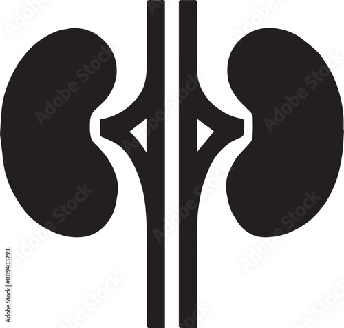 Minimalist Black Kidney Vector for Health and Wellness