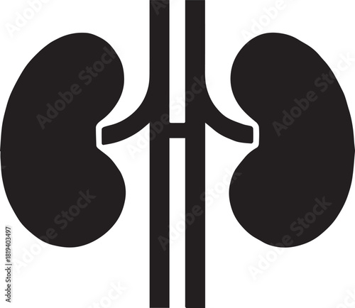 Minimalist Black Kidney Vector for Health and Wellness