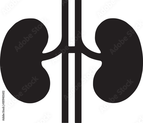 Minimalist Black Kidney Vector for Health and Wellness