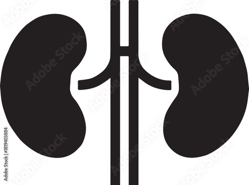 Minimalist Black Kidney Vector for Health and Wellness