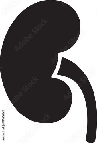 Minimalist Black Kidney Vector for Health and Wellness