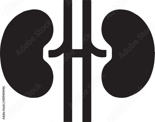 Minimalist Black Kidney Vector for Health and Wellness