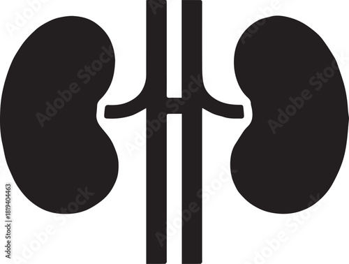 Minimalist Black Kidney Vector for Health and Wellness