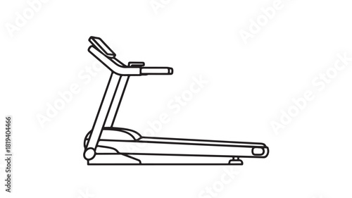 Treadmill outline vector illustration simple line art drawing of fitness equipment isolated on white background