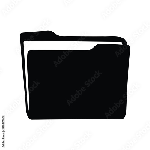 Simple Black and White Folder Icon for Computer Files and Data