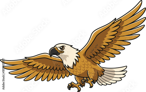 Majestic eagle flying vector illustration bird of prey art freedom symbol
