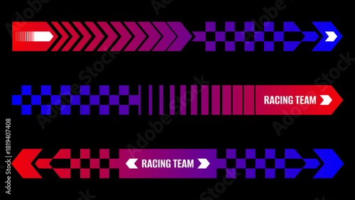 Simple and modern car stripes with arrow and racing flag style. Car decal graphic design. Car sticker design. Automotive decoration. Car side vinyl design. Racing graphic design.
