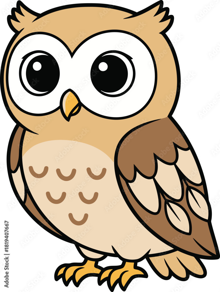 Obraz premium Cute cartoon owl vector illustration adorable baby bird design for kids education nature