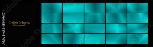 A collection of gradients, deep tones from light to dark green, abstract backgrounds. Green gradient for album covers. Calm photo collages with a green gradient.