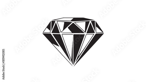 Diamond vector illustration black and white gemstone isolated on white background