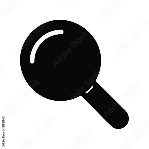 Simple black and white image of a magnifying glass for inspection