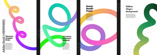 Line gradient curve ribbon background squiggle wave poster rainbow color merge into a dynamic abstract shape. Vibrant fluid motion creates a modern 3D pattern perfect for tech art or event design.