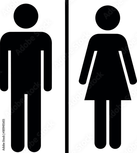 Iconic black silhouettes representing men s and women s restrooms