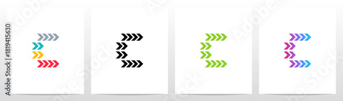 Forward Arrow Turn Pointing Right Play Letter Initial Logo Design C