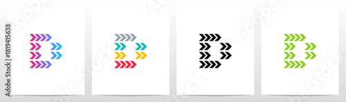 Forward Arrow Turn Pointing Right Play Letter Initial Logo Design D