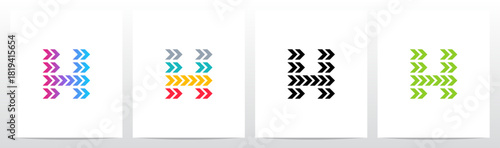 Forward Arrow Turn Pointing Right Play Letter Initial Logo Design H