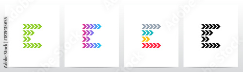 Forward Arrow Turn Pointing Right Play Letter Initial Logo Design E