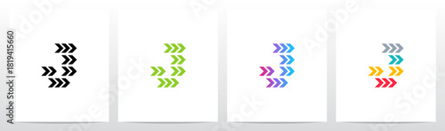 Forward Arrow Turn Pointing Right Play Letter Initial Logo Design J