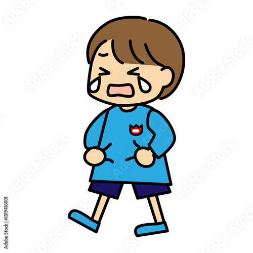 涙を流して泣く男の子のかわいいベクターイラスト