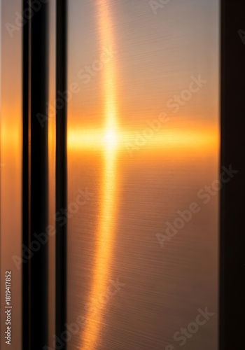 Golden illumination abstract reflection on metal surface texture