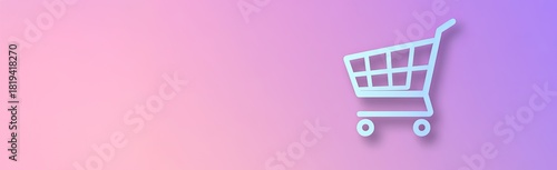 Modern shopping cart graphic banner for promotional flyer with colorful background