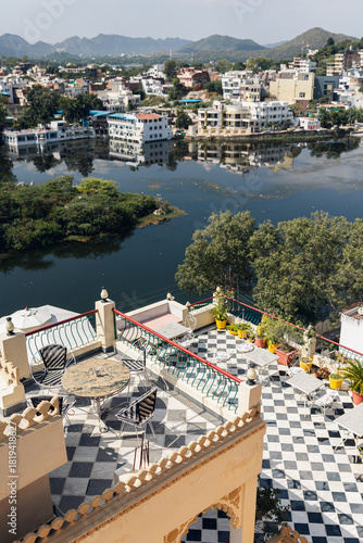 Rooftop Terrace With Lake View in Udaipur, Rajasthan – Scenic City and Lake Pichola Panorama