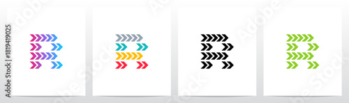 Forward Arrow Turn Pointing Right Play Letter Initial Logo Design R