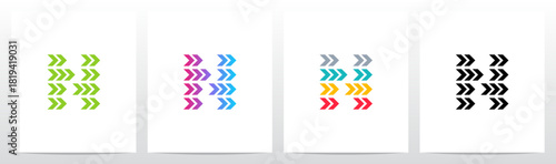 Forward Arrow Turn Pointing Right Play Letter Initial Logo Design N