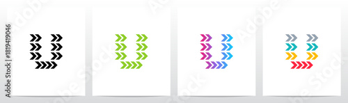 Forward Arrow Turn Pointing Right Play Letter Initial Logo Design U