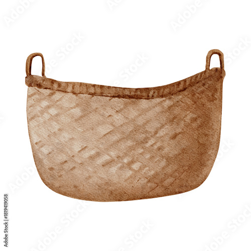 Watercolor Wicker Basket Illustration⁠
