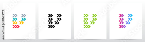 Forward Arrow Turn Pointing Right Play Letter Initial Logo Design V