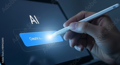 Stylus activates create button for artificial intelligence content
