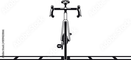 Illustration of Black and White Bicycle Isolated on Transparency Bicycle Cycling Commute Exercise Fitness Front Transportation Vehicle