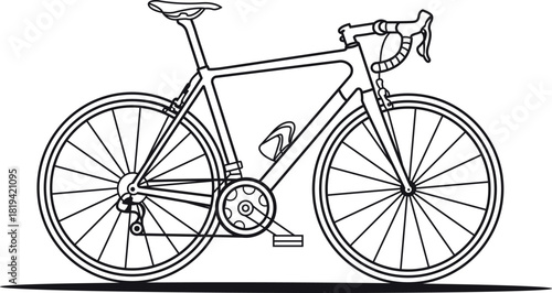 Road bicycle outline vector illustration isolated on transparent background for cycling or exercise graphics concept and healthy lifestyle designs