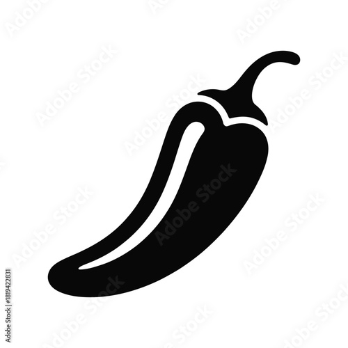 Black silhouette of a chili pepper isolated on