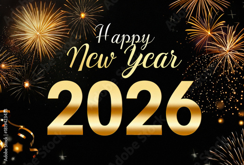 Happy New Year 2026 – Colorful Fireworks in the Night Sky