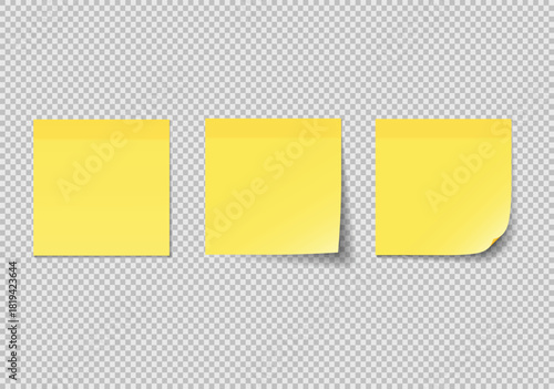 Yellow Sticky Note & Blank post 3d rendering, 
Yellow Memo Pad – Isolated Reminder Paper Vector