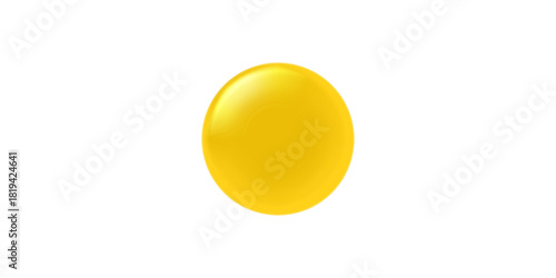 A single glossy yellow sphere with a light reflection, isolated on a plain white background.