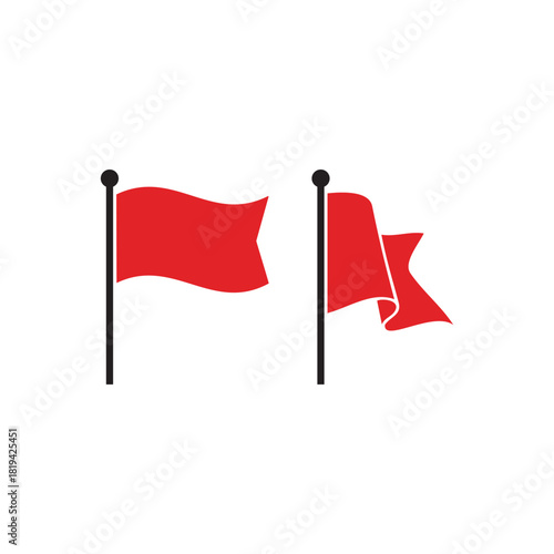 Two red flags icon silhouette vector flat illustration design.