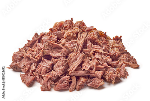 Tender shredded beef presentation, Prepared shredded beef perfect for various dishes and presentations