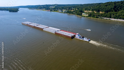 Принти на полотні Aerial Journey of a Cargo Barge Along the Mighty Mississippi River