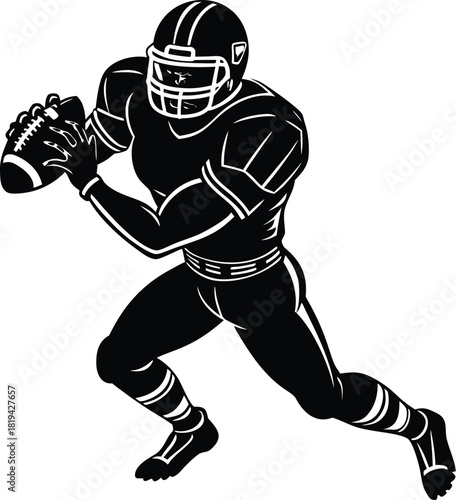 American football quarterback passing silhouette vector capturing dynamic motion and athletic form. Perfect for sports graphics, football posters, team branding, athlete logos, and digital designs.