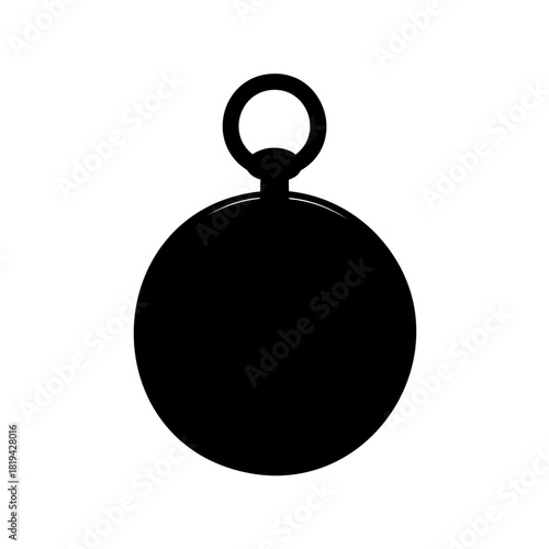 Black silhouette icon of a simple antique pocket watch Vector