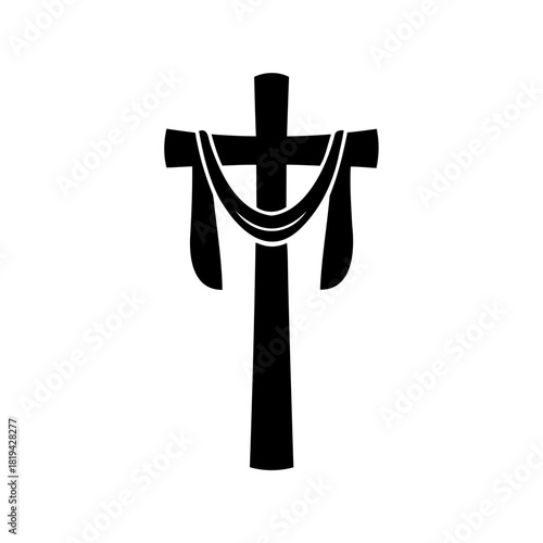 Christian cross with draped fabric for religious design Vector