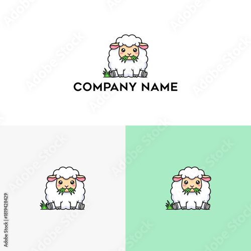 Cute Sheep Eating Grass Logo Design for Animal-Friendly Brands