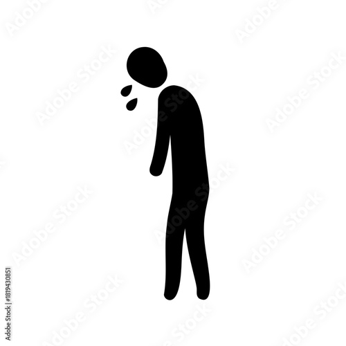 Sick person icon showing nausea and vomiting symptoms Vector