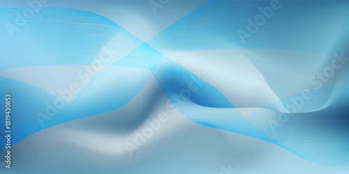 Abstract glowing wave lines on dark blue background. Dynamic wave pattern. Modern flowing wavy lines. Futuristic technology concept. Suit for banner, poster, cover, brochure, flyer, 