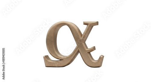 Wooden Alpha Symbol Isolated on White Background Represents Beginning.