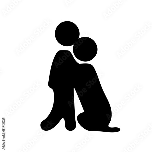 Human comfortingly embraces dog silhouette vector graphic Vector